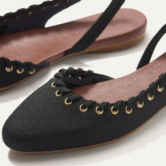 The Almond Slingback - Eyelet Black