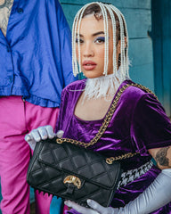 NOIR QUILT GOLD CHAIN SHARK HANDBAG