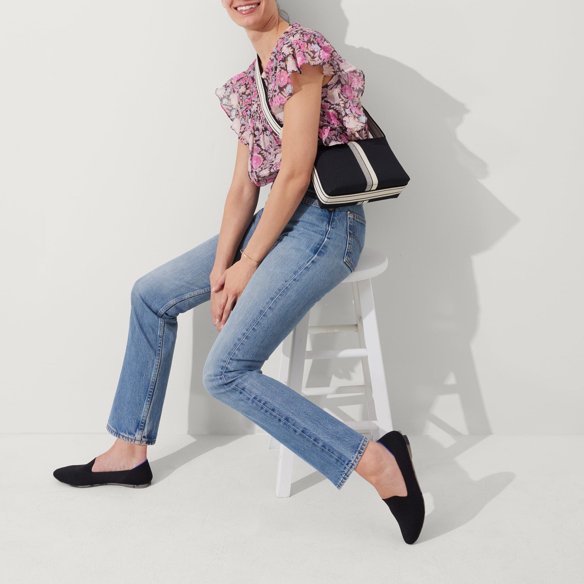 The Casual Crossbody - Black and Ivory Stripe