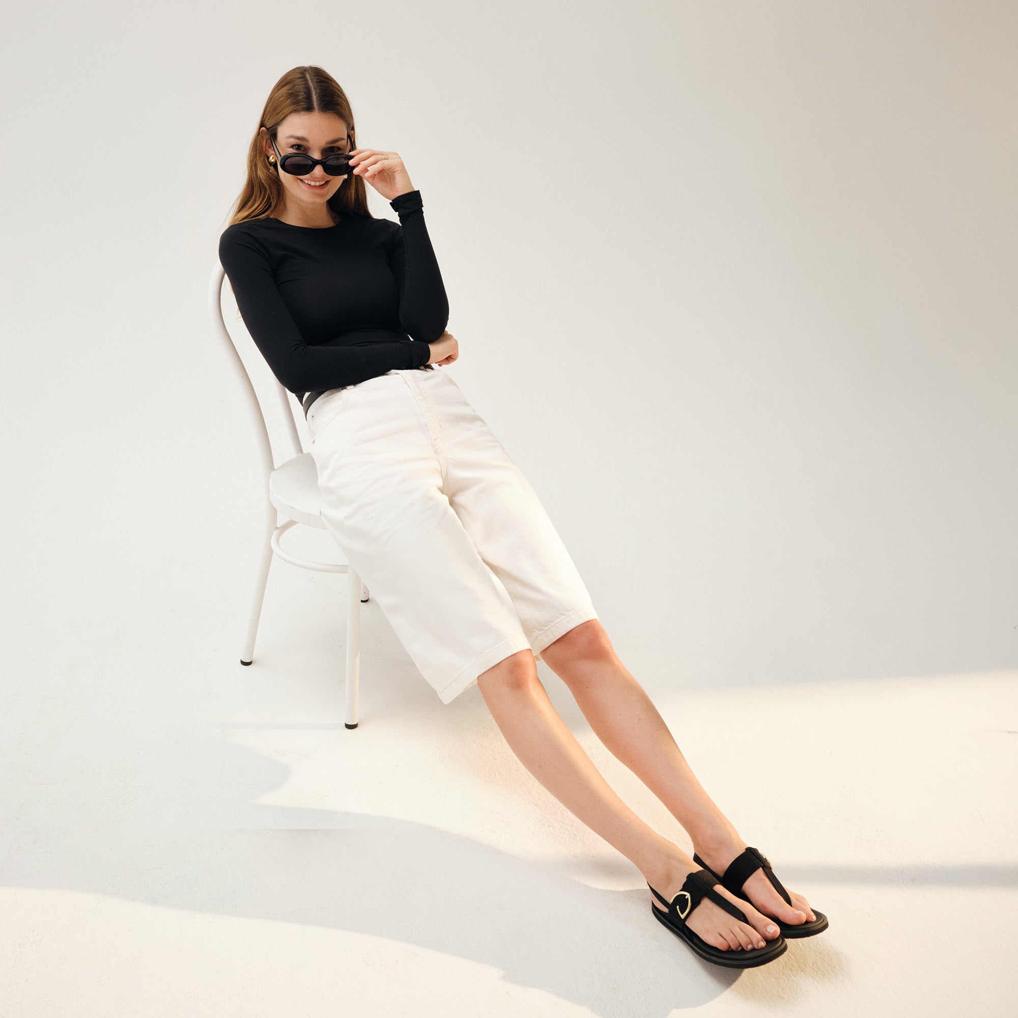 The T–Strap Sandal - Black