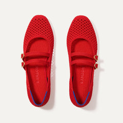 The Double Buckle Mary Jane - Bright Red Mesh