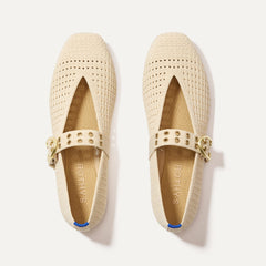The Max Buckle Mary Jane - Off White Mesh