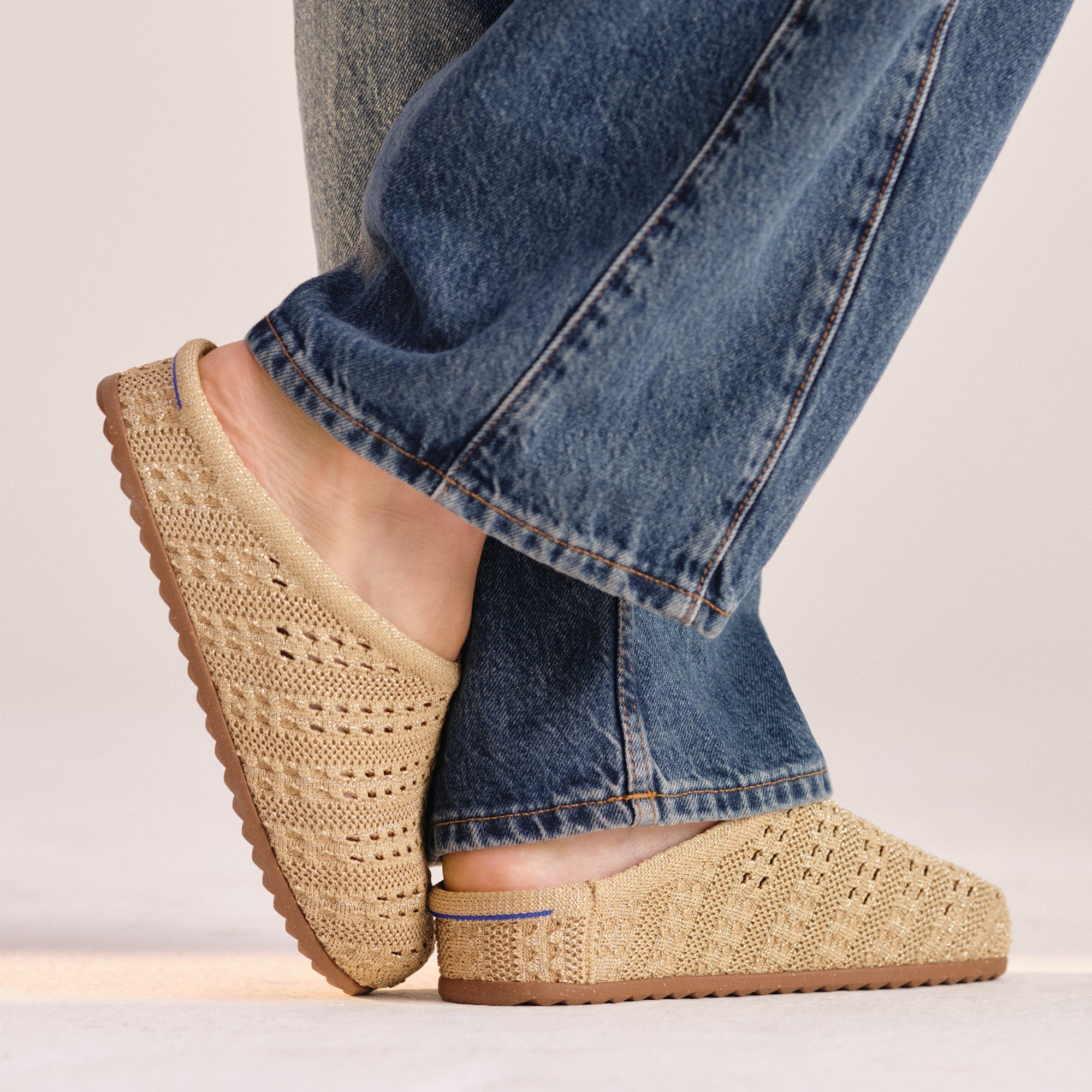 The Casual Clog - Metallic Golden Crochet